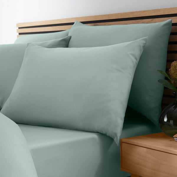 Зелен еластичен чаршаф от микрофибър 185x200 cm So Soft Easy Iron – Catherine Lansfield-image-1