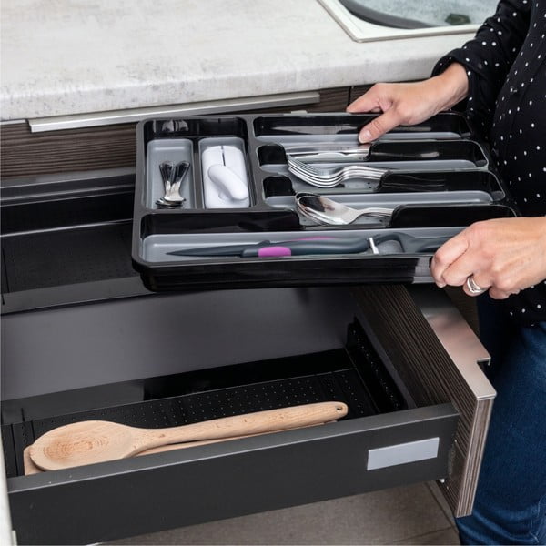 Черно-сив пластмасов разтегателен шкаф за чекмеджета 41,5 x 35 cm - Addis-image-1