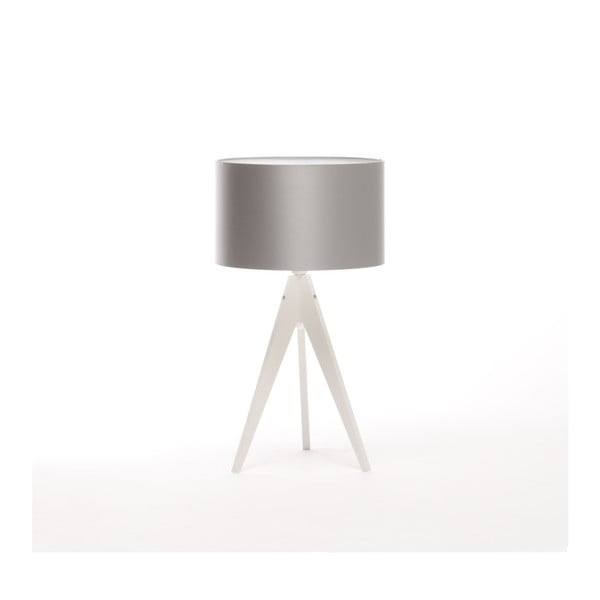 Stříbrná stolní lampa 4room Artist, bílá lakovaná bříza, Ø 33 cm