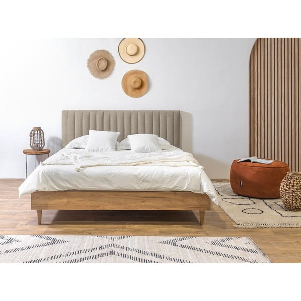 Бежово/натурално двойно легло с решетка 180x200 cm Oceane - Bobochic Paris-image-2