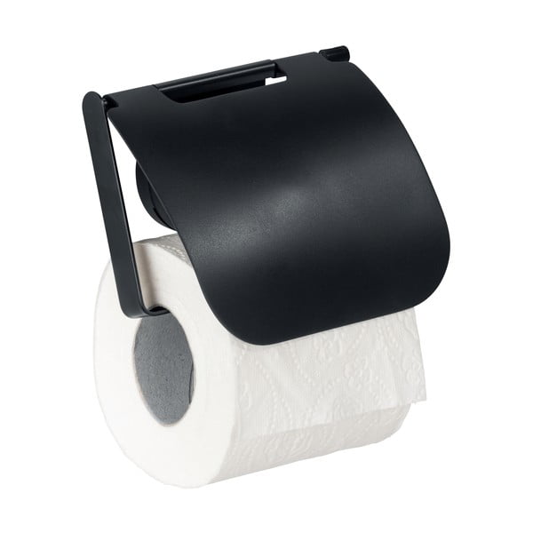 Черен стенен държач за тоалетна хартия Static-Loc® Plus Pavia - Wenko