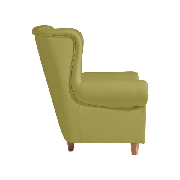 Zelené křeslo ušák z imitace kůže Max Winzer Vary Leather-image-2