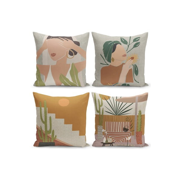 Комплект от 4 декоративни калъфки за възглавници Tropical, 43 x 43 cm - Kate Louise