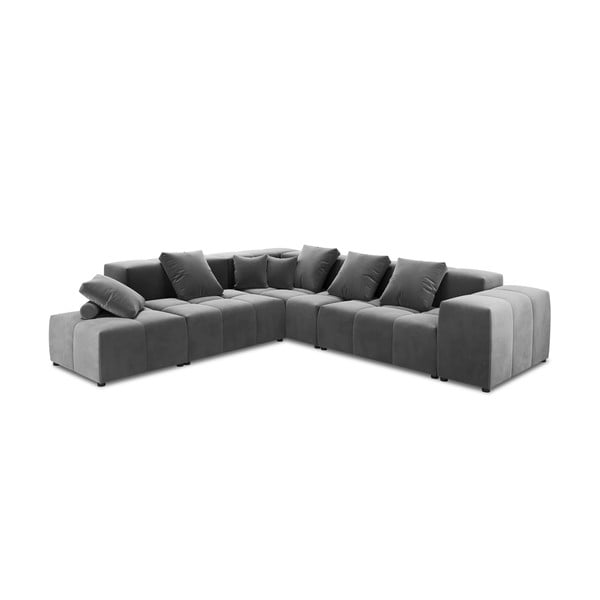 Ъглов диван от сиво кадифе (променлива) Rome Velvet - Cosmopolitan Design