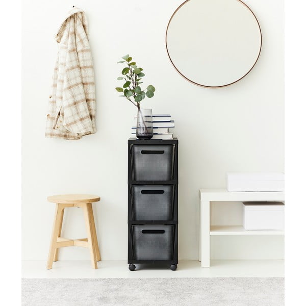 Черно-сива пластмасова подвижна етажерка 30x77 cm Brisen - Rotho-image-1