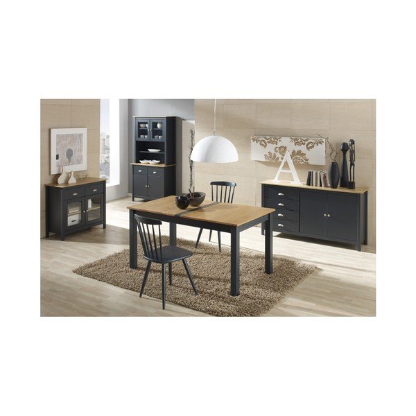 Антрацитно сива сгъваема маса за хранене, изработена от масивна борова дървесина Нефрит, 150 x 85 cm - Marckeric-image-2