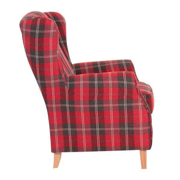 Червен кариран ушан реколта фотьойл Lorris - Max Winzer-image-3