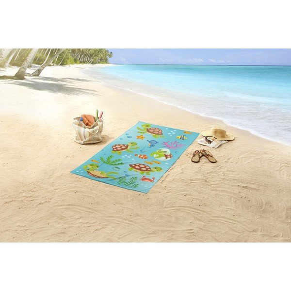 Синя плажна кърпа 75x150 cm - Good Morning-image-1