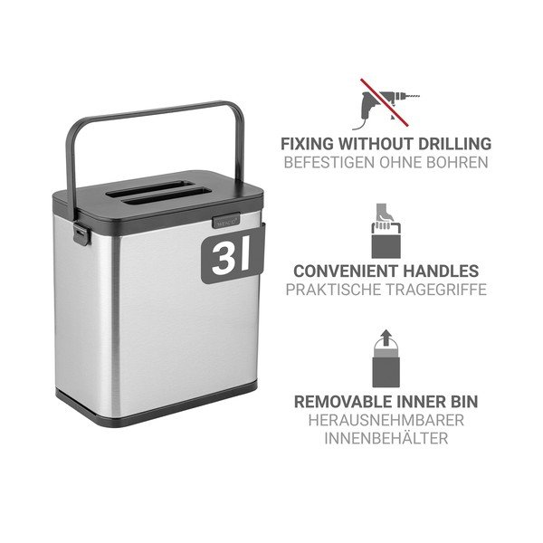 Контейнер за компостируеми отпадъци в матово сребрист цвят 3 l Colin – Wenko-image-4