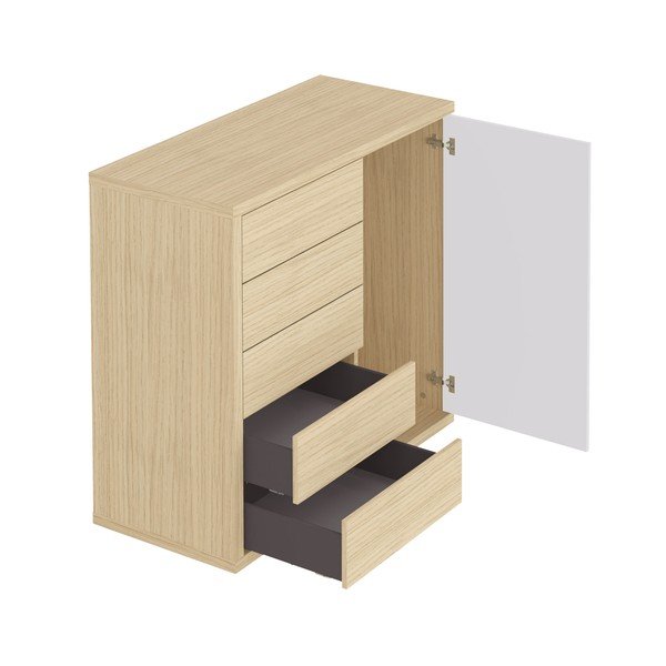 Бял нисък гардероб в дъб 113x113 cm Hugo - TemaHome-image-3