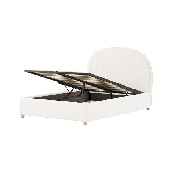 Бяло тапицирано двойно легло с място за съхранение с включена подматрачна рамка 140x200 cm Moon – Vipack-image-4