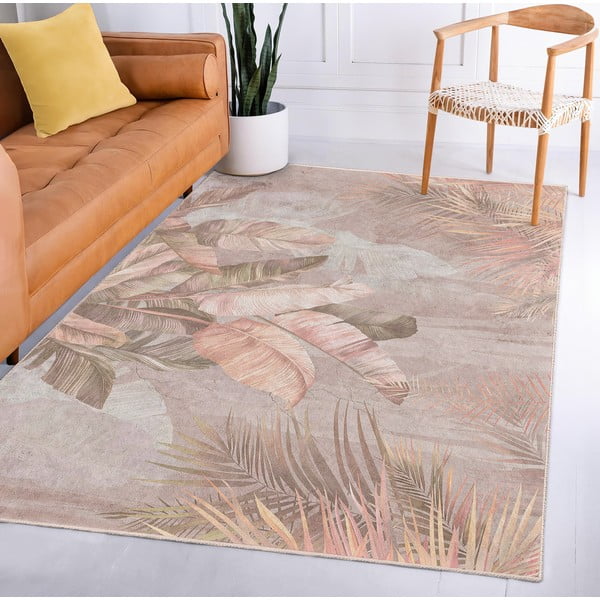 Бежова пътека подходяща за пране 80x200 cm Dusty Leaves – Mila Home-image-4