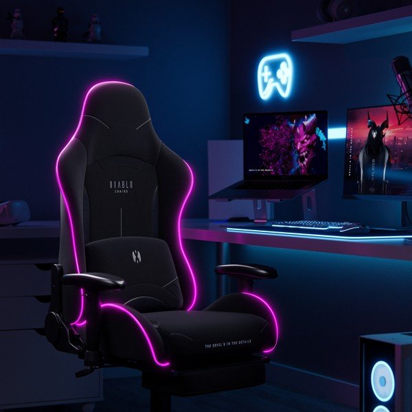 Черен гейминг стол X-Starter LED – Diablo Chairs-image-1