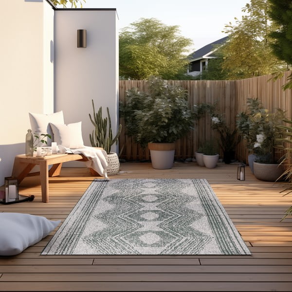 Зелено-кремав външен килим 200x290 cm Gemini – Elle Decoration-image-1