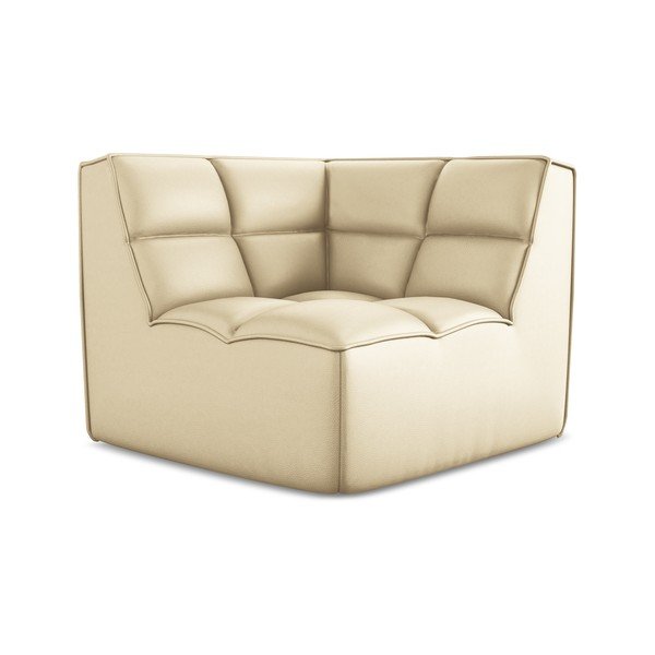 Кремав модул за диван от изкуствена кожа Kalai – Makamii-image-2