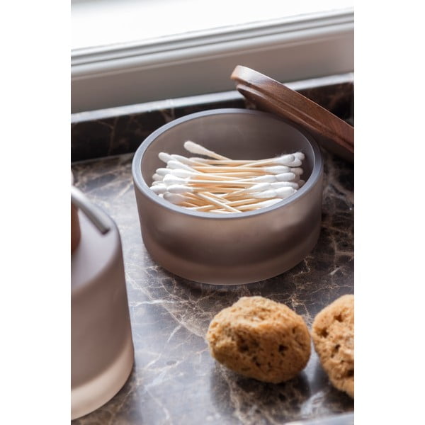 Кафяв стъклен органайзер за баня за памучни тампони Modest – Mette Ditmer Denmark-image-1