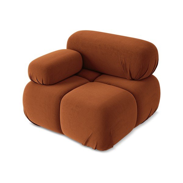 Оранжев кадифен модул за диван (ляв ъгъл) Lokua – Makamii-image-2