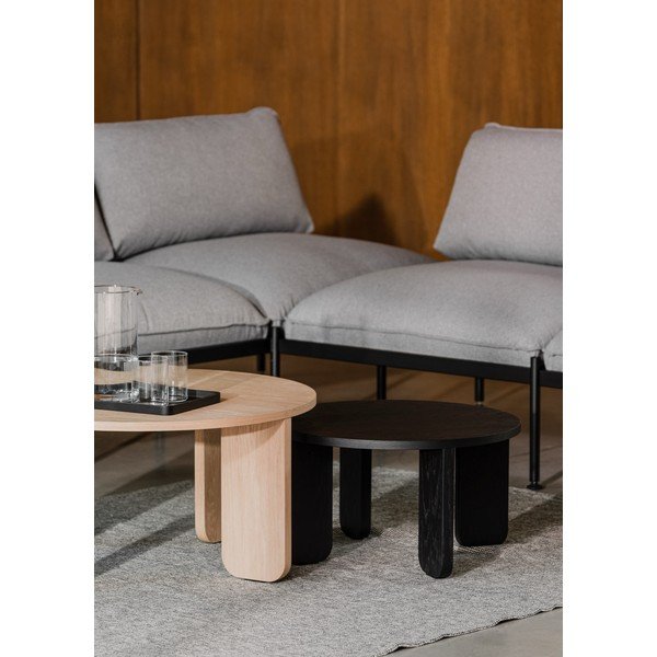 Черна кръгла масичка за кафе с дъбов плот ø 55 cm Kuvu – noo.ma-image-1