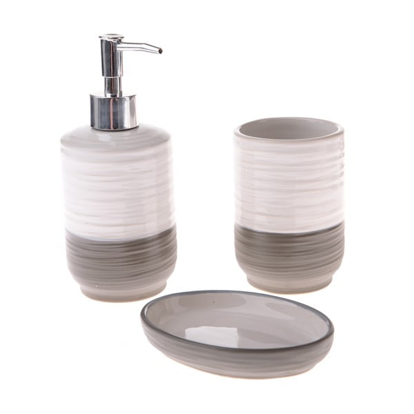 Бяло-сив керамичен комплект аксесоари за баня – Dakls