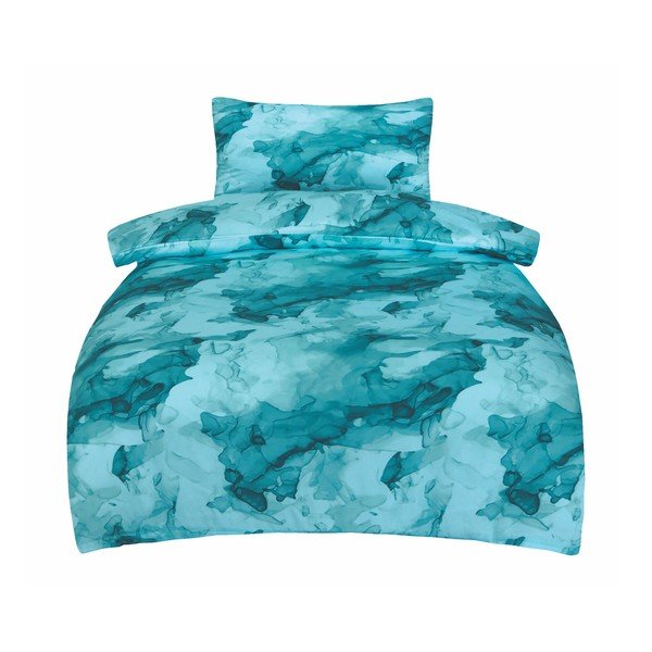 Тюркоазено единично  спално бельо от памучен сатен 140x200 cm Deluxe Minerals – My House