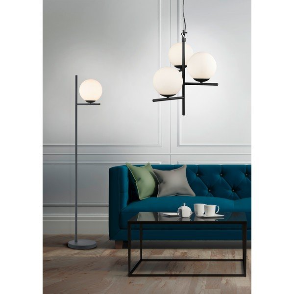 Матово черно висящо осветително тяло със стъклен абажур ø 40 cm Pure – Trio-image-4