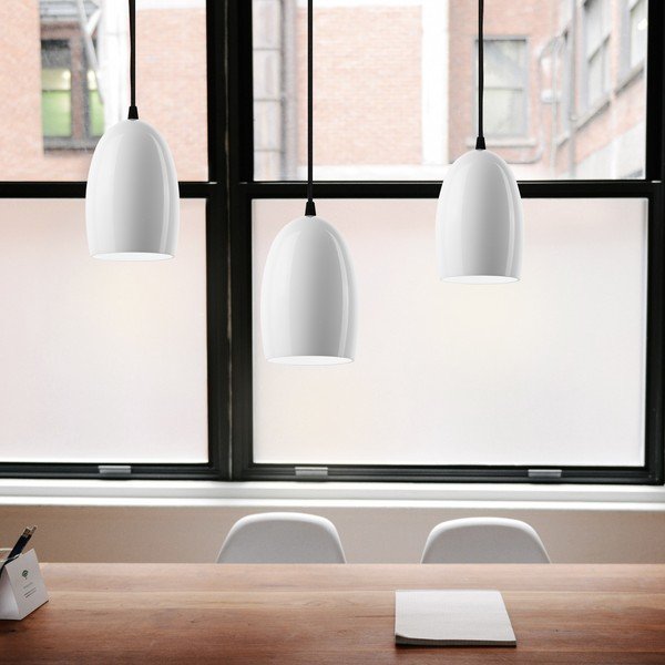 Бяла висяща лампа с три рамена S Glossy, ⌀ 14 cm Ume - Sotto Luce-image-1