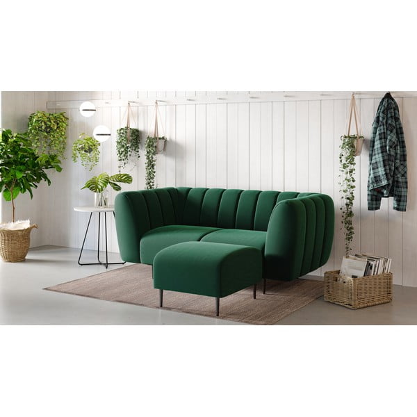 Тъмнозелено кадифено столче за крака Shel - Ghado-image-1