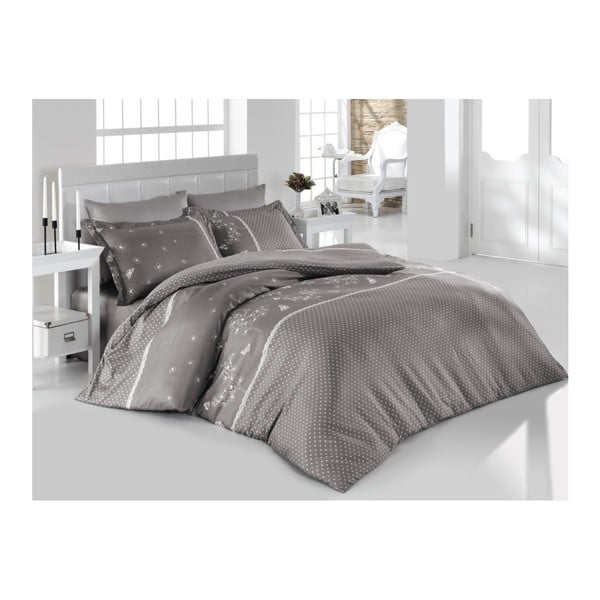 Чаршаф за двойно легло с памучен чаршаф с ранфорс Azara Gray, 200 x 220 cm - Unknown