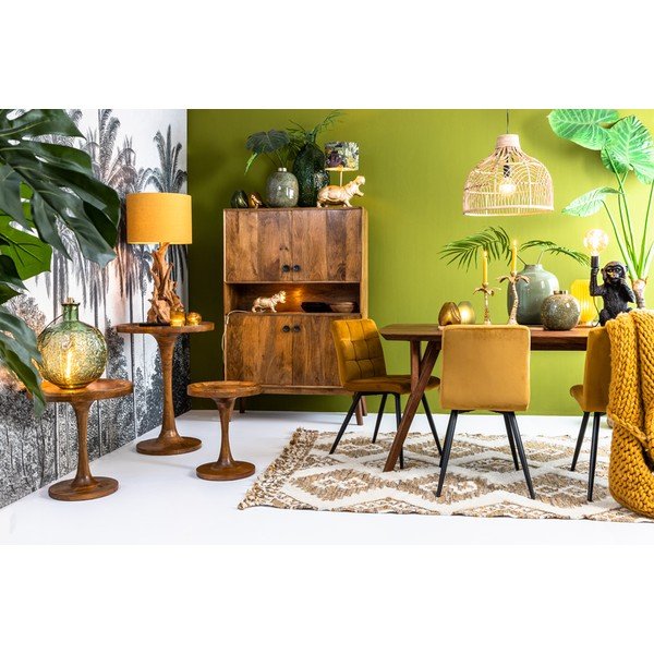 Кафява трапезна маса с акациев плот 100x200 cm Quenza – Light & Living-image-4