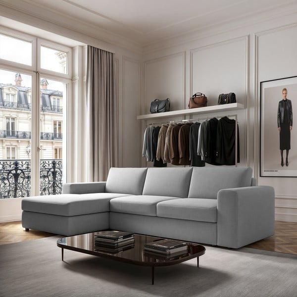 Светлосив ъглов диван (ляв ъгъл) Baga – Rodier-image-1
