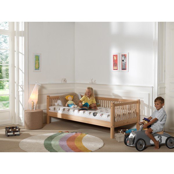 Детско легло от масивен бук с включена подматрачна рамка в естествен цвят 90x200 cm Forrest – Vipack-image-4