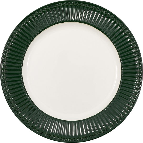 Бяло-зелена керамична чиния ø 26,5 cm Alice - Green Gate
