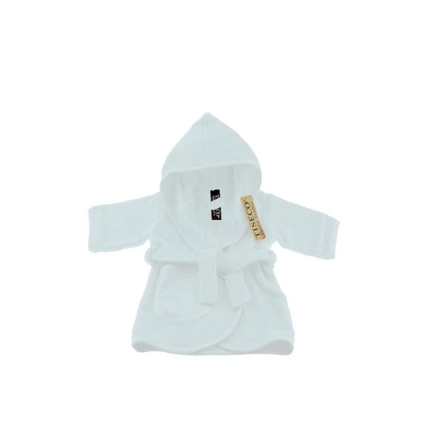 Бял памучен бебешки халат размер 0-12 месеца - Tiseco Home Studio