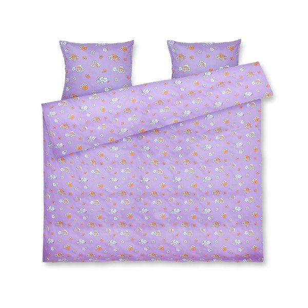 Удължено двойно спално бельо от памучен сатен в лавандула 200x220 cm Grand Pleasantly - JUNA