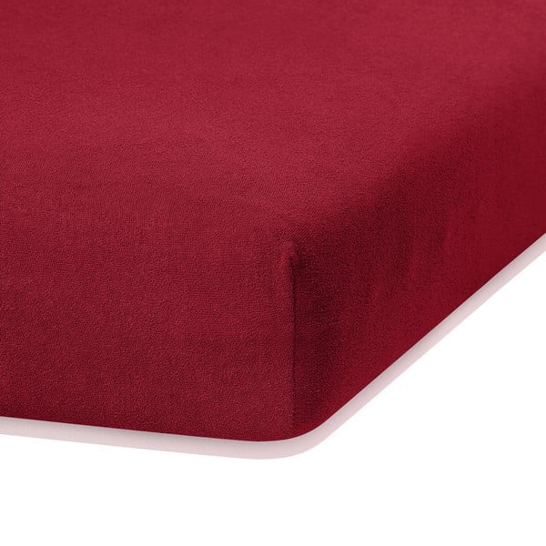 Тъмночервен ластичен чаршаф с високо съдържание на памук , 160/180 x 200 cm Ruby - AmeliaHome