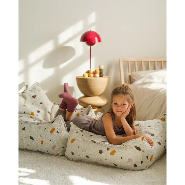 Бял детски пуф от букле и шенил Terrazzo Square – Wigiwama-image-2