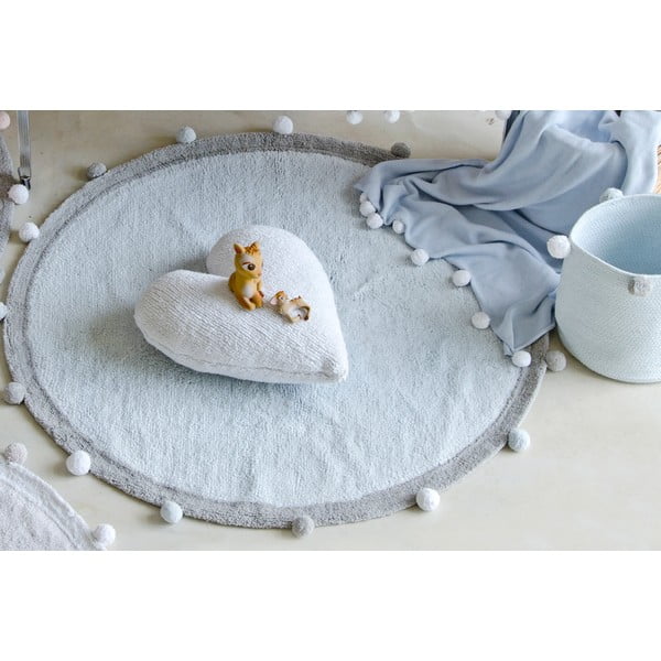 Светлосин ръчно изработен памучен детски килим подходящ за пране ø120 cm Bubbly – Lorena Canals-image-1