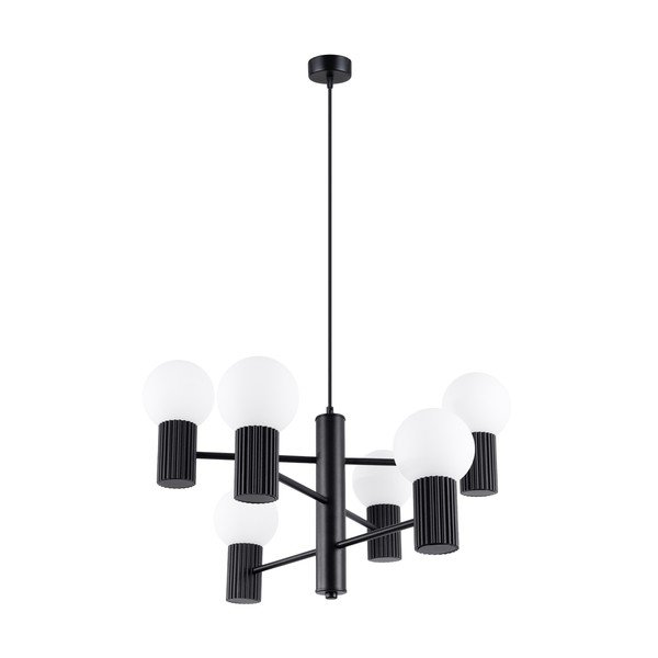 Черно висящо осветително тяло със стъклен абажур Orbital – Sollux