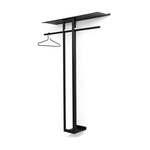 Черна стоманена стенна закачалка с рафт 100 cm Luno Large – Spinder Design-image-3