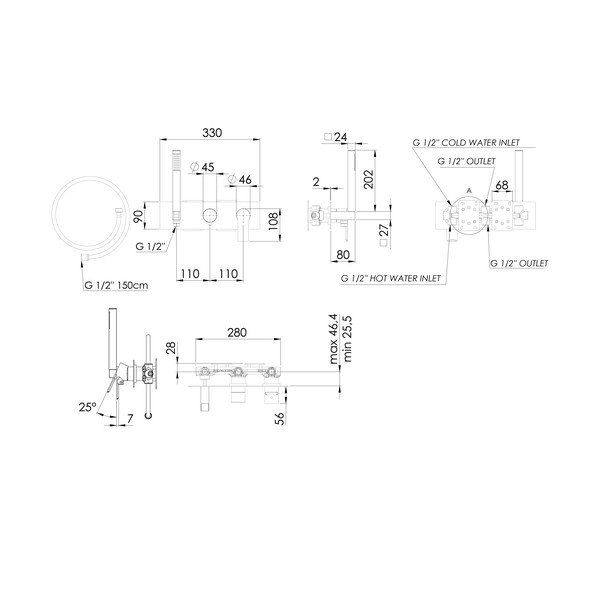 Вградена душ батерия в лъскаво-сребрист цвят (3 изхода) Pax – Sapho-image-1