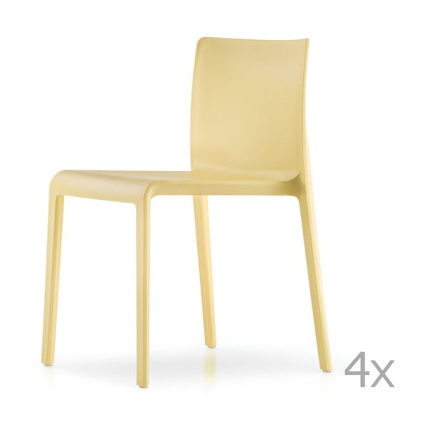 Sada 4 žlutých jídelních židlí Pedrali Volt