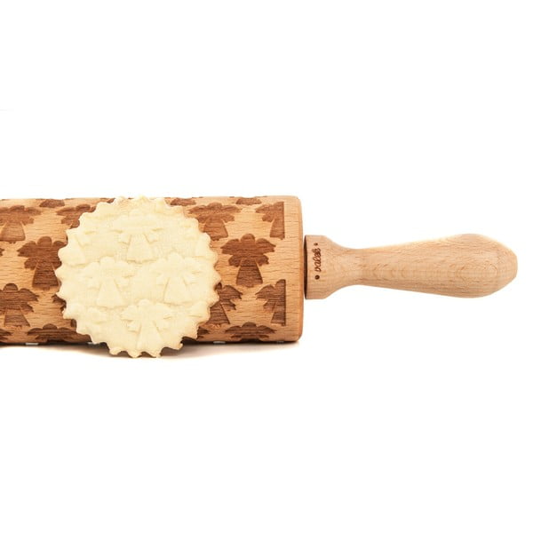 Дървен коледен релефен валяк за тесто Angel - Valek-image-3