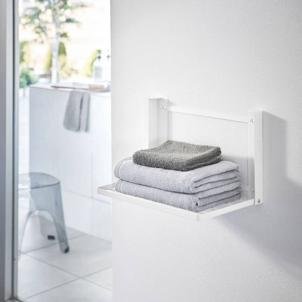 Стенен стоманен рафт за баня в матово бял цвят Tower – YAMAZAKI-image-4