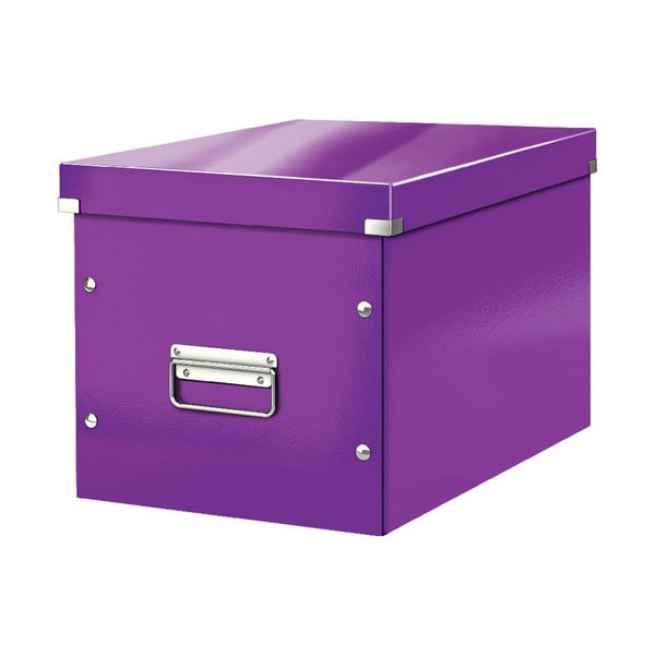 Лилава картонена кутия за съхранение с капак 32x36x31 cm Click&Store – Leitz