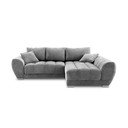 Сив ъглов разтегателен диван с кадифена покривка, десен ъгъл Nuage - Windsor & Co Sofas