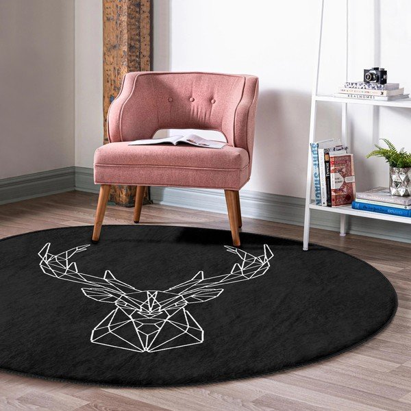 Черен кръгъл килим подходящ за пране и за прахосмукачки роботи ø 100 cm Comfort – Mila Home-image-1