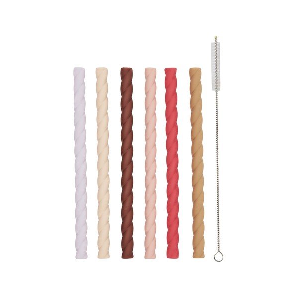 Силиконови сламки в комплект 6 бр. с четки за почистване Mellow – OYOY Mini