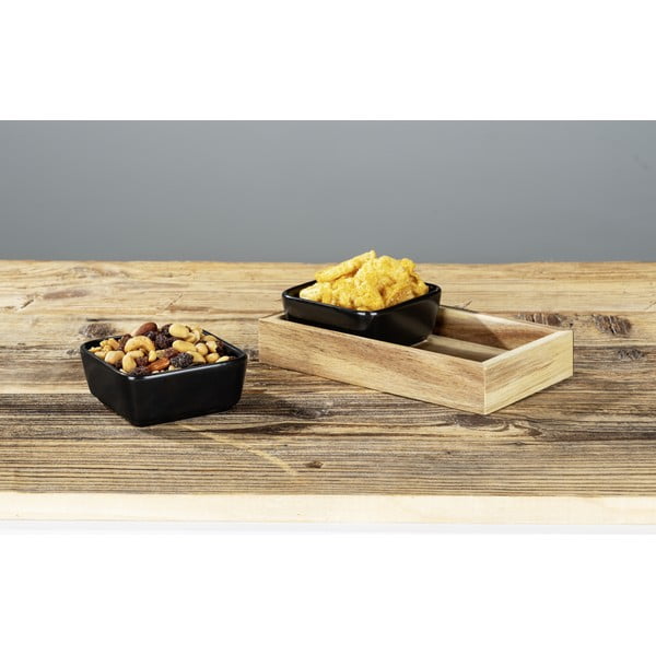 Черни керамични купи за сервиране в комплект от 2 части с поднос Elo - Wenko-image-4