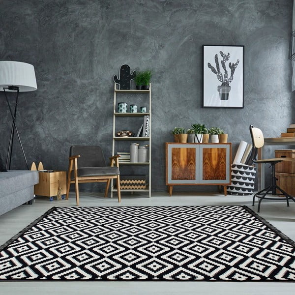 Черно-бял двустранен килим Helen, 120 x 180 cm-image-4