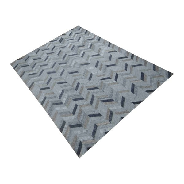 Šedo-modrý vzorovaný koberec Woolie, 240 x 170 cm